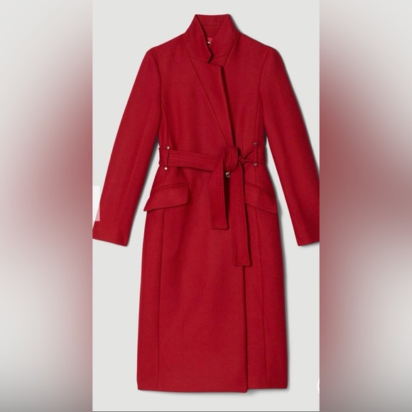 Karen Millen Italian Wool Red Wine Coat - Picture 5 of 9